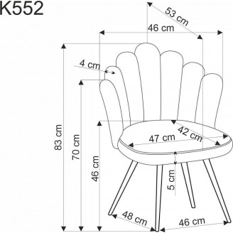 Krzesło tapicerowane muszelka K552 szare Halmar