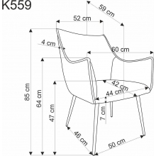 Krzesło fotelowe tapicerowane K559 popiel Halmar