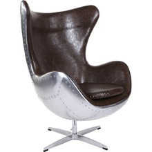 Designerski Fotel obrotowy Jajo aluminium/brązowy D2.Design do salonu i sypialni.