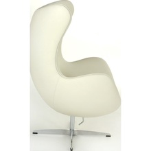 Designerski Fotel obrotowy Jajo biała skóra Premium D2.Design do salonu i sypialni.