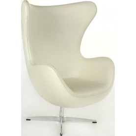 Designerski Fotel obrotowy Jajo biała skóra Premium D2.Design do salonu i sypialni. 2