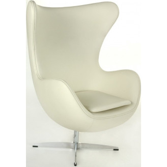 Designerski Fotel obrotowy Jajo biała skóra Premium D2.Design do salonu i sypialni.