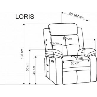 Fotel rozkładany z usb Loris popiel Halmar