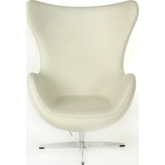 Designerski Fotel obrotowy Jajo biała skóra Premium D2.Design do salonu i sypialni.