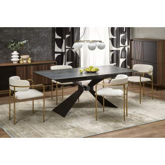 Stół rozkładany ceramiczny Luciano 180-230x90cm niebiesko-czarny marmur / czarny Halmar