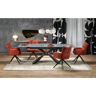 Stół rozkładany ceramiczny Luciano 180-230x90cm niebiesko-czarny marmur / czarny Halmar