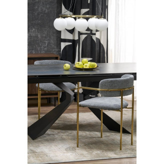 Stół rozkładany ceramiczny Luciano 180-230x90cm niebiesko-czarny marmur / czarny Halmar