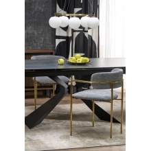 Stół rozkładany ceramiczny Luciano 180-230x90cm niebiesko-czarny marmur / czarny Halmar
