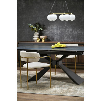 Stół rozkładany ceramiczny Luciano 180-230x90cm niebiesko-czarny marmur / czarny Halmar