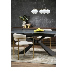 Stół rozkładany ceramiczny Luciano 180-230x90cm niebiesko-czarny marmur / czarny Halmar