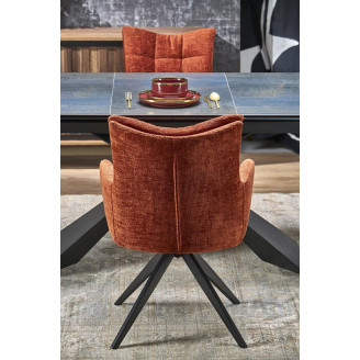 Stół rozkładany ceramiczny Luciano 180-230x90cm niebiesko-czarny marmur / czarny Halmar