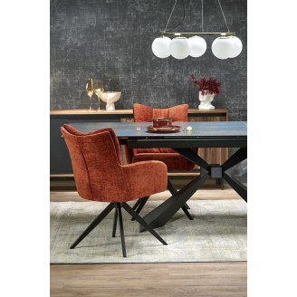 Stół rozkładany ceramiczny Luciano 180-230x90cm niebiesko-czarny marmur / czarny Halmar