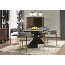 Stół rozkładany ceramiczny Luciano 180-230x90cm niebiesko-czarny marmur / czarny Halmar