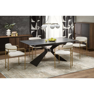 Stół rozkładany ceramiczny Luciano 180-230x90cm niebiesko-czarny marmur / czarny Halmar