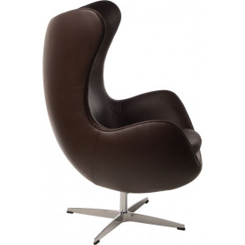Designerski Fotel obrotowy Jajo ciemno brązowa skóra Premium D2.Design do salonu i sypialni. 2