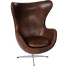 Designerski Fotel obrotowy Jajo ciemno brązowy vintage Premium D2.Design do salonu i sypialni.