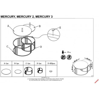 Zestaw stolików glamour Mercury biały marmur / złoty Halmar