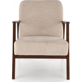 Fotel tapicerowany prl / vintage Milano orzech / beż Castel 15 Halmar