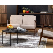 Sofa 2 osobowa prl / vintage Milano 120cm orzech / beż Castel 15 Halmar
