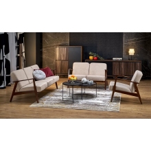 Sofa 2 osobowa prl / vintage Milano 120cm orzech / beż Castel 15 Halmar