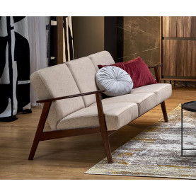 Sofa 3 osobowa prl / vintage Milano 175cm orzech / beż Castel 15 Halmar 2