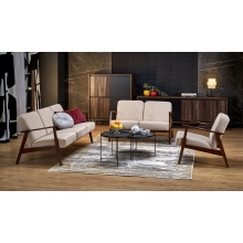 Sofa 3 osobowa prl / vintage Milano 175cm orzech / beż Castel 15 Halmar