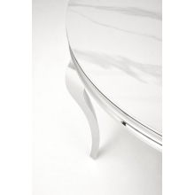 Stół szklany okrągły Reginald 120cm biały marmur / srebrny Halmar