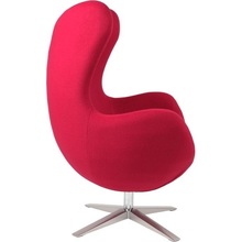 Designerski Fotel obrotowy Jajo szeroki wełna czerwona D2.Design do salonu i sypialni.