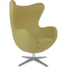 Designerski Fotel obrotowy Jajo szeroki wełna oliwkowa D2.Design do salonu i sypialni.