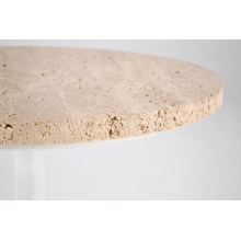 Stolik boczny okrągły Traverso 40cm H45cm trawertyn / biały Halmar
