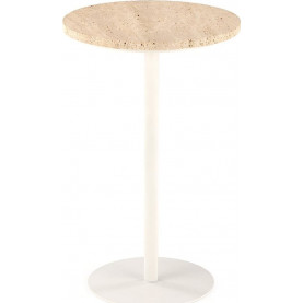 Stolik boczny okrągły Traverso 35cm H56cm trawertyn / biały Halmar 2