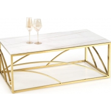 Stolik glamour na złotej podstawie Universe III 120x60cm biały marmur Halmar
