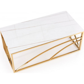Stolik glamour na złotej podstawie Universe III 120x60cm biały marmur Halmar 2
