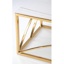 Stolik glamour na złotej podstawie Universe III 120x60cm biały marmur Halmar