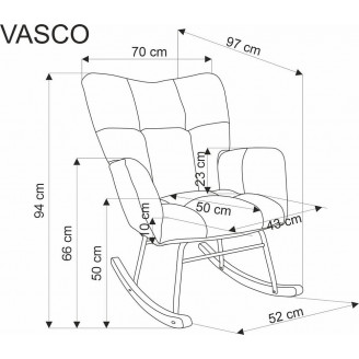Fotel bujany pikowany Vasco popielaty Halmar