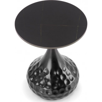 Stolik boczny okrągły Verde 40cm czarny marmur / biały Halmar