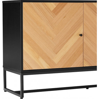 Komoda z frontem w jodełkę Clar 160x40cm dąb / czarny Intesi