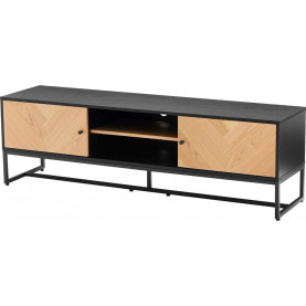 Szafka rtv z frontem w jodełkę Clar 160x40cm dąb / czarny Intesi 2