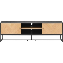 Szafka rtv z frontem w jodełkę Clar 160x40cm dąb / czarny Intesi