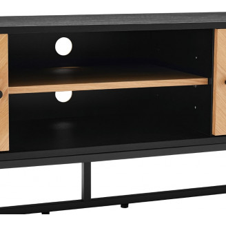 Szafka rtv z frontem w jodełkę Clar 160x40cm dąb / czarny Intesi
