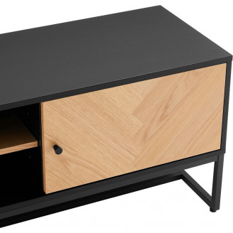 Szafka rtv z frontem w jodełkę Clar 160x40cm dąb / czarny Intesi