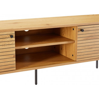Szafka rtv ryflowana na nóżkach Lattes 120x40cm dąb Intesi