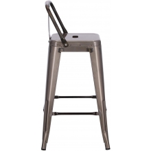 Hoker metalowy z oparciem Paris Back Short 66 metaliczny D2.Design