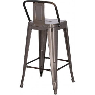 Hoker metalowy z oparciem Paris Back Short 66 metaliczny D2.Design