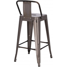 Hoker metalowy z oparciem Paris Back Short 66 metaliczny D2.Design