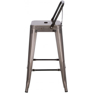 Hoker metalowy z oparciem Paris Back Short 66 metaliczny D2.Design