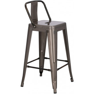 Hoker metalowy z oparciem Paris Back Short 66 metaliczny D2.Design