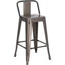 Hoker metalowy z oparciem Paris Back Short 66 metaliczny D2.Design