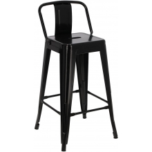 Hoker metalowy z oparciem Paris Back Short 66 czarny D2.Design do kuchni, restauracji i baru.