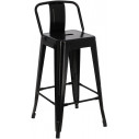 Hoker metalowy z oparciem Paris Back Short 66 czarny D2.Design do kuchni, restauracji i baru.